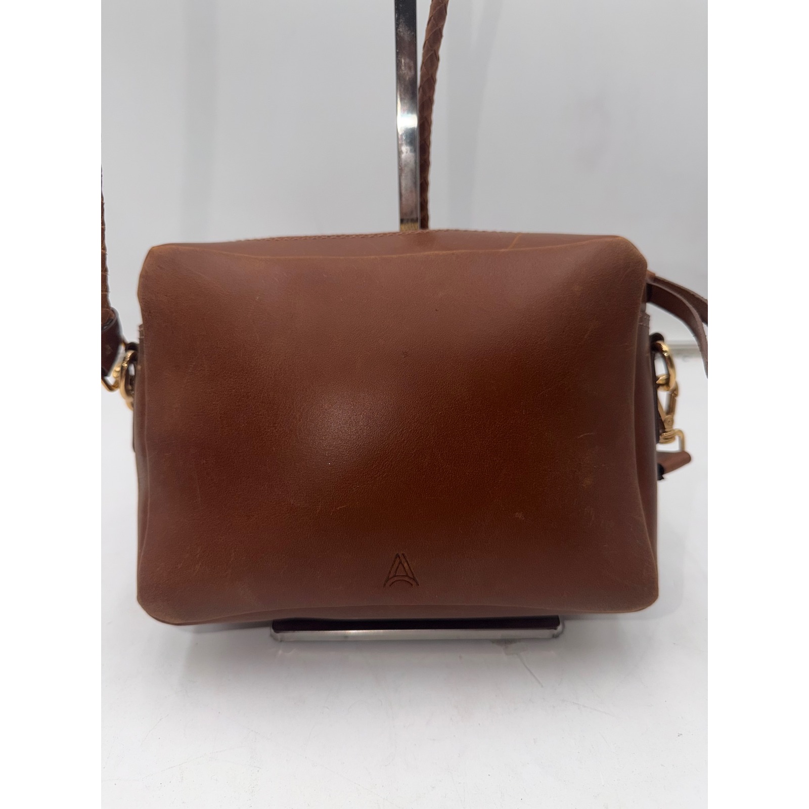 Able Made In Brazil Full Grain Leather Braided Strap Crossbody Shoulder Bag